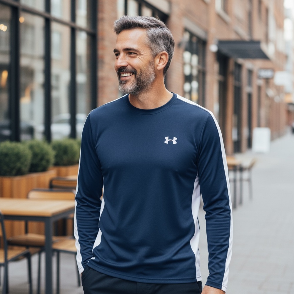 🤑 5/$25 Men’s Under Armour Dark Blue and White Performance Top